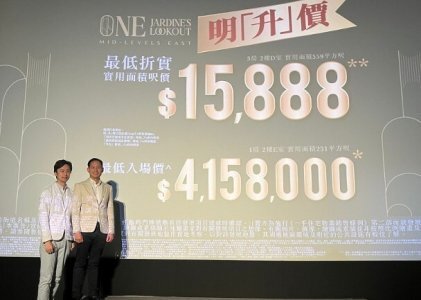 ONE JARDINE’S LOOKOUT首批50伙　折實平均呎價17904元